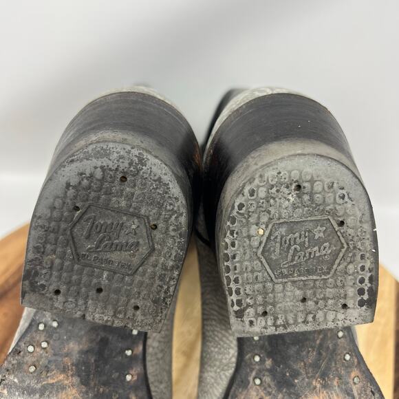 Tony Lama Men’s Size 10 E(Wide) Shrunken Bull Shoulder Gray/Black Cowboy Boots - Picture 7 of 12